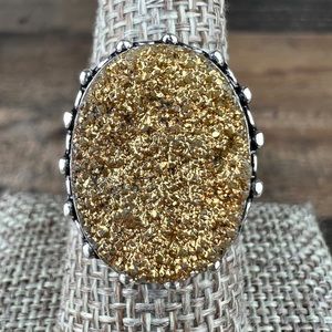 Gold Druzy Stone Ring Size 8